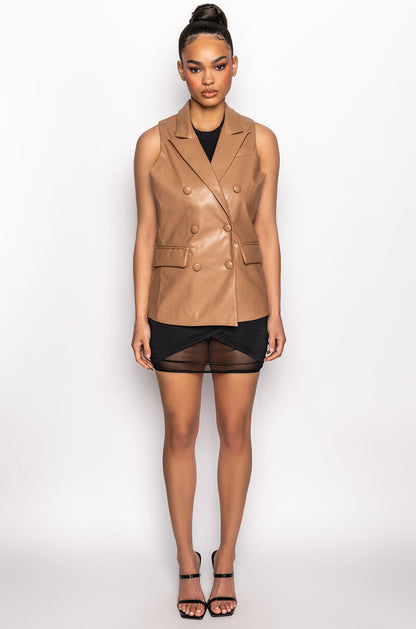 LEXI PU BLAZER VEST
