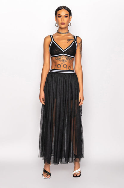 OFF DUTY MESH MAXI SKIRT