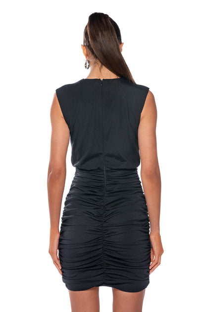 MYLAH MOCK NECK DRAPED MINI DRESS