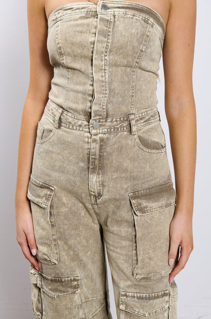 NO ONE LIKE ME CARGO DENIM JUMPSUIT