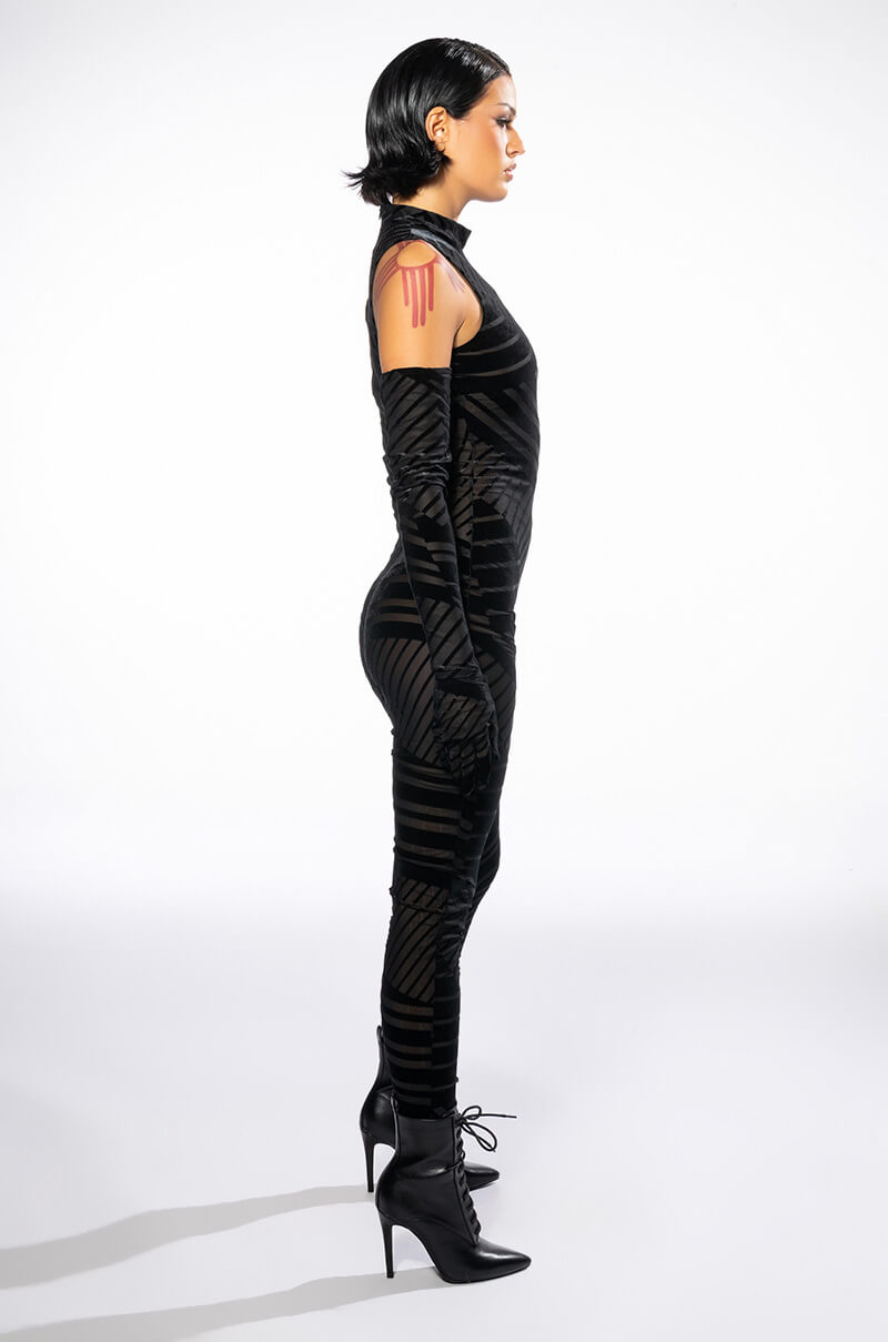 NO STOPPING ME MESH GLOVED CATSUIT