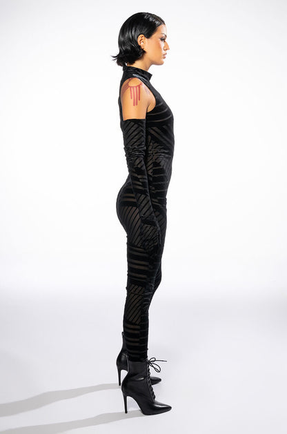 NO STOPPING ME MESH GLOVED CATSUIT