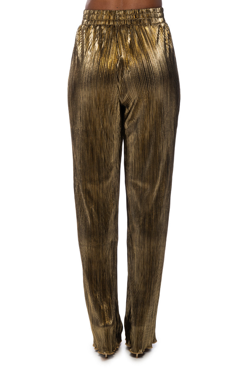 NOEL PLEATED METALLIC PALAZZO PANT