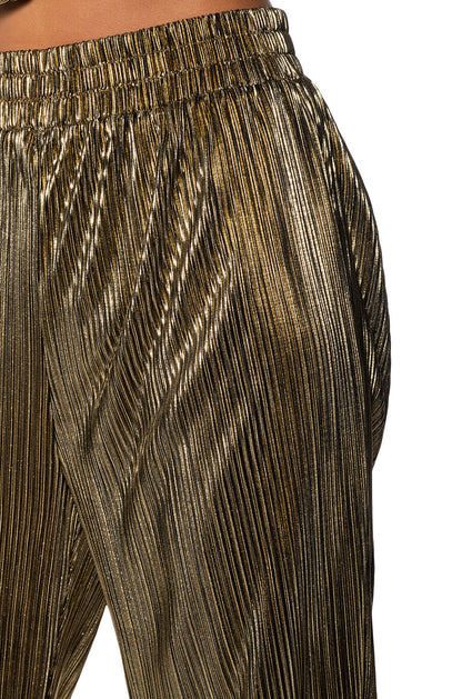NOEL PLEATED METALLIC PALAZZO PANT