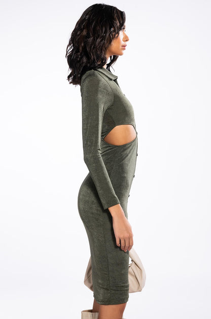 NOTHING TO PROVE MIDI DRESS WITH WAIST CUT OUT