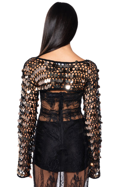 NOVA ULTRA CROP SEQUIN SWEATER