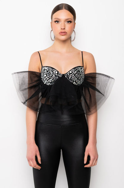 OFTEN IMITATED SLEEVELESS RHINESTONE BLOUSE