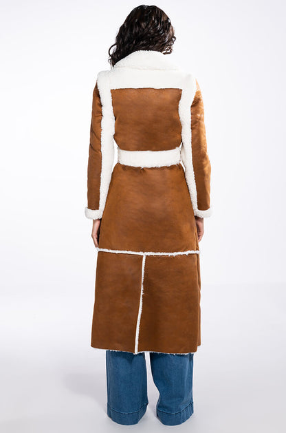OH NA NA SHEARLING SUEDE TRENCH COAT