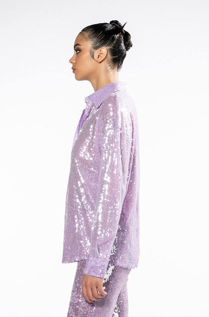 OH YOU FANCY SEQUIN BUTTON DOWN BLOUSE