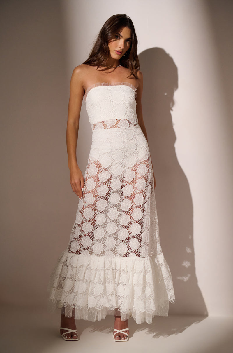 ON AN ISLAND LACE MIDI DRESS