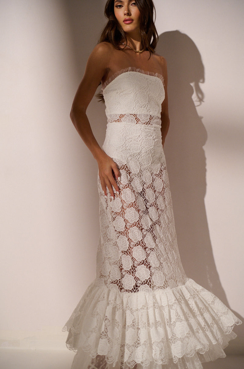 ON AN ISLAND LACE MIDI DRESS