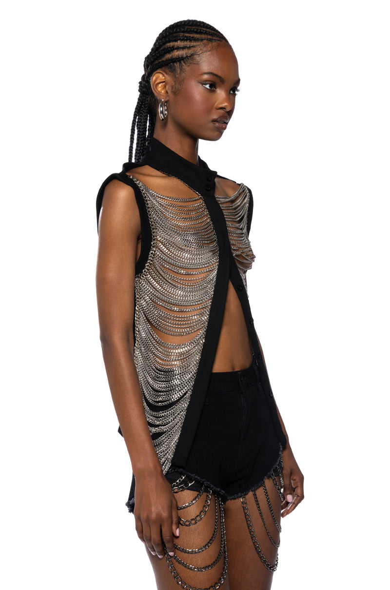 METAL RADAR BODY BUTTON DOWN TOP
