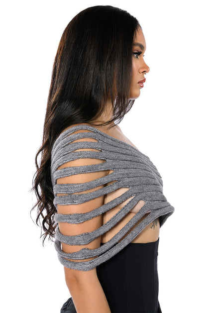 ONE SHOULDER RIB KNIT LAYERING TUBE TOP