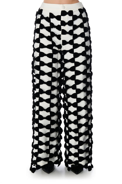 OPAL ALL OVER BOW DETAIL WIDE LEG PANT