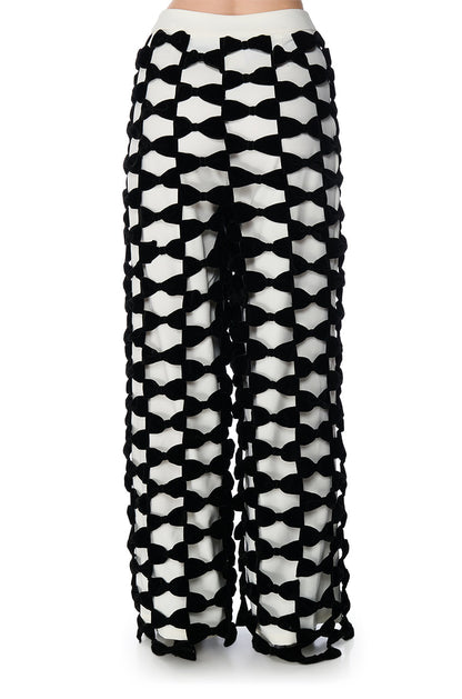 OPAL ALL OVER BOW DETAIL WIDE LEG PANT