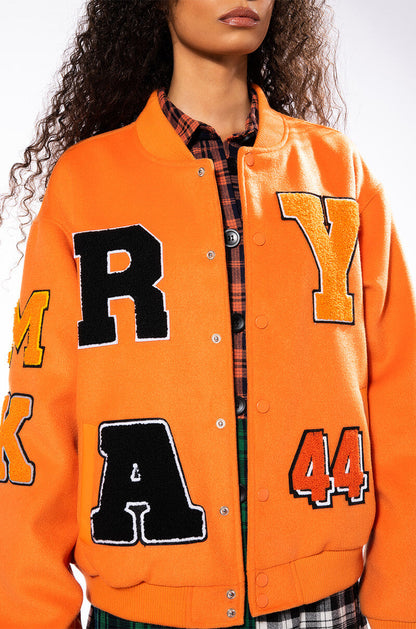 ORANGE YOU HAPPY VARSITY BOMBER