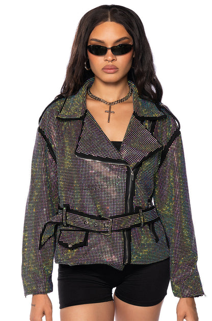 PARIS CRYSTAL WRAP MOTO JACKET