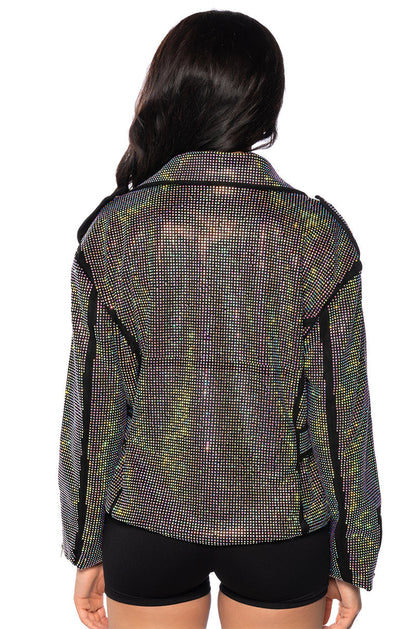 PARIS CRYSTAL WRAP MOTO JACKET
