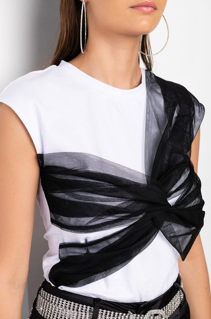 PEACE OF MIND MESH DETAIL T SHIRT