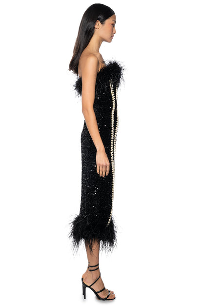 PEARLESCENT BODY SEQUIN MIDI DRESS