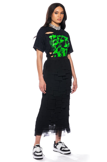 PETRA CUTOUT MIDI SKIRT