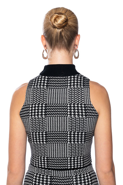 PLAID ABOUT YOU KNIT MOCK NECK CROPPED TOP