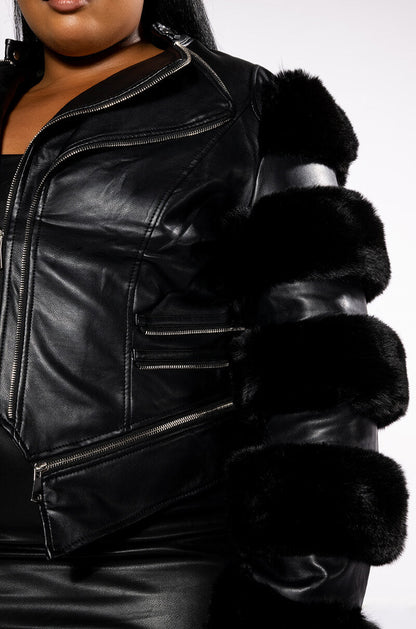 PLUS AZALEA WANG BABETTE FAUX FUR MOTO