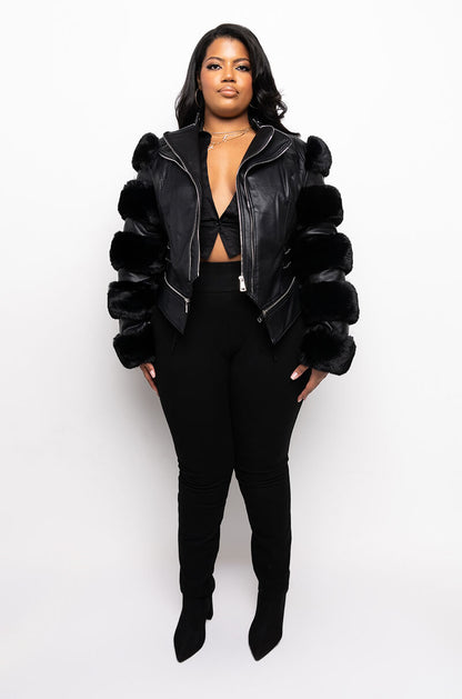 PLUS AZALEA WANG BABETTE FAUX FUR MOTO