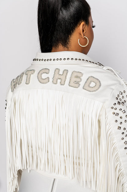 PLUS KARL WON THE JACKPOT FRINGE HITCHED MOTO JACKET