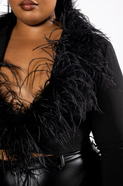 PLUS COME ON BABY FEATHER CROP BLAZER