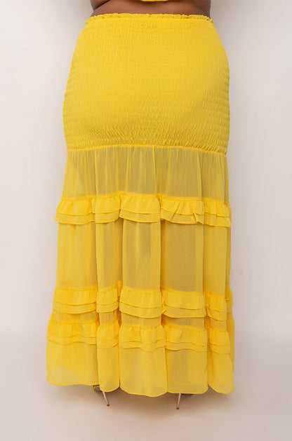 PLUS DELILAH SMOCKED MAXI SKIRT