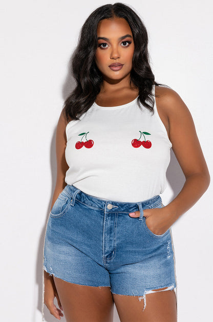 PLUS DONT STOP ME HIGH RISE RHINESTONE STRIPE DENIM SHORTS