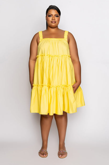 PLUS DREAMER RUFFLE MINI DRESS