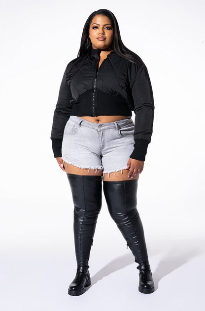 PLUS FLEX-FIT HIGH WAISTED SUPER STRETCHY DENIM SHORTS