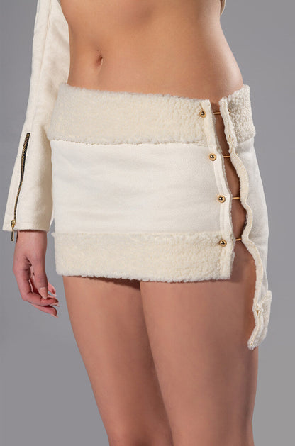 ROSIE FUR TRIM JACKET AND MINI SKIRT SET