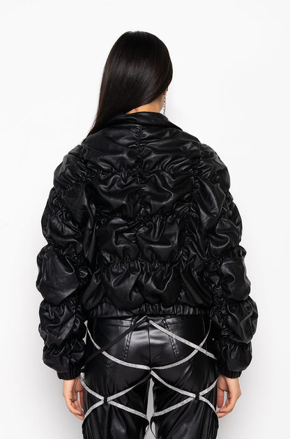 RUCHED PU JACKET
