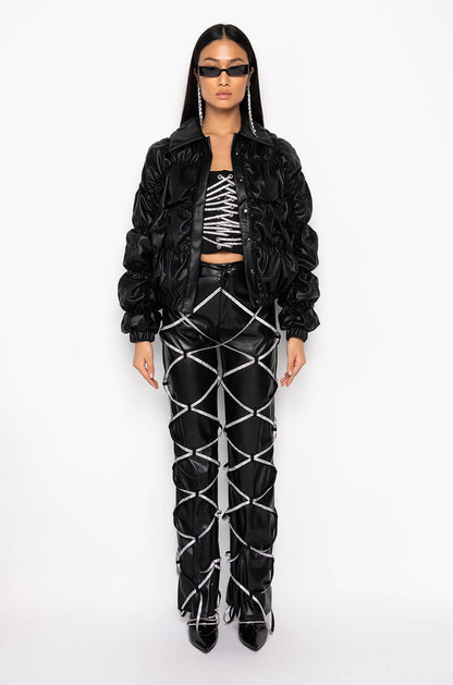 RUCHED PU JACKET