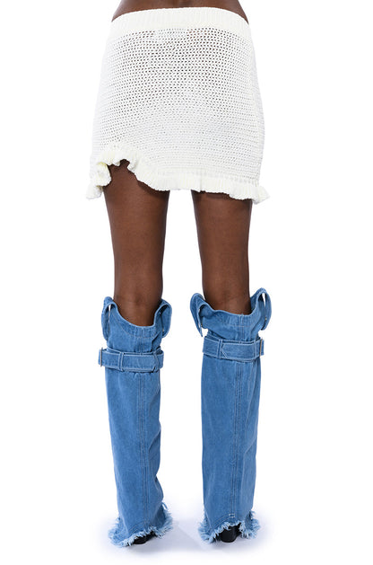 ANGIE CROCHET RUFFLE MINI SKIRT