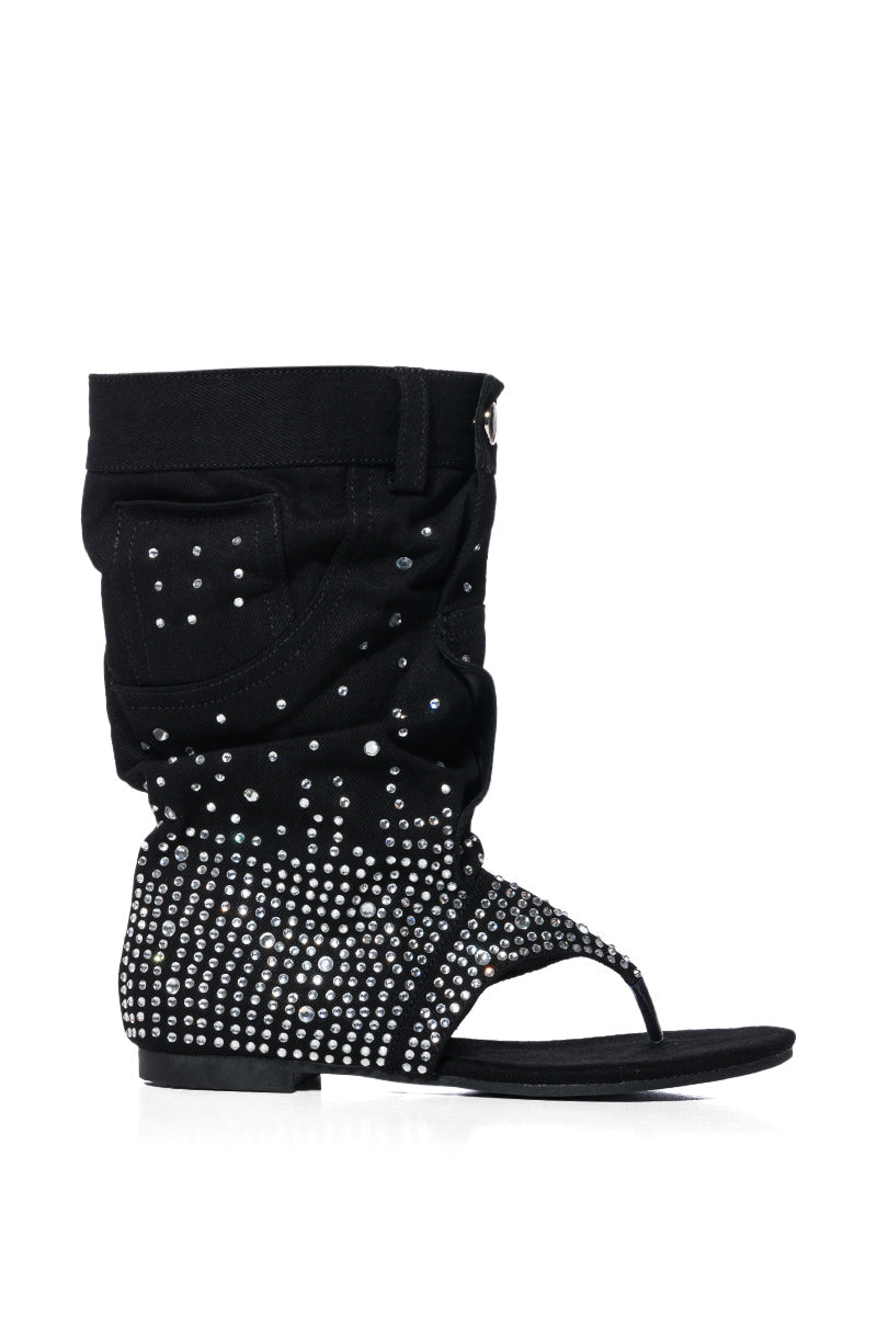 PLEXI BLACK EMBELLISHED COVERED SANDAL
