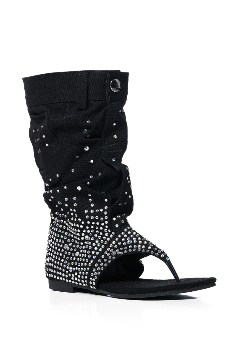 PLEXI BLACK EMBELLISHED COVERED SANDAL