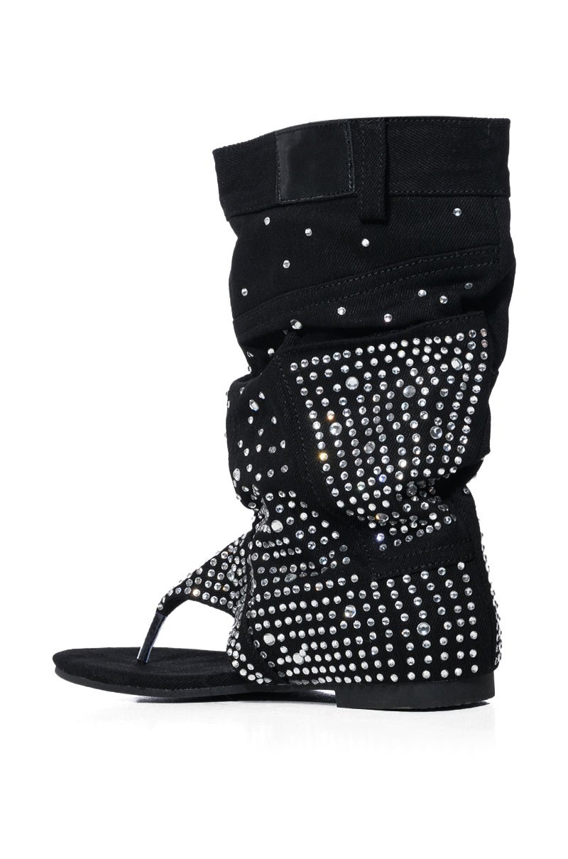 PLEXI BLACK EMBELLISHED COVERED SANDAL