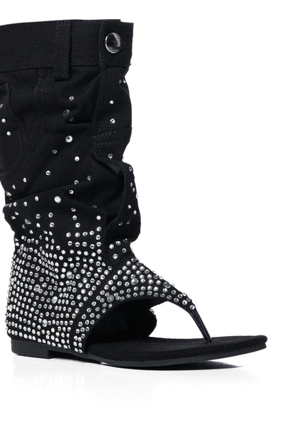 PLEXI BLACK EMBELLISHED COVERED SANDAL