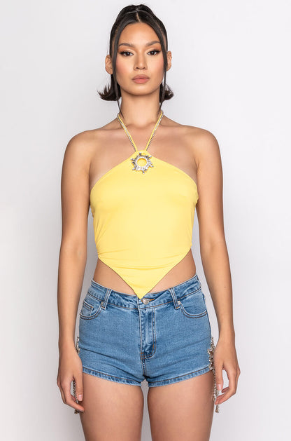 DIANA PENDANT DETAIL HALTERNECK TOP