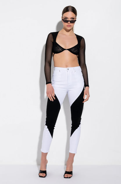 MAYA LONG SLEEVE BRALETTE MESH TOP