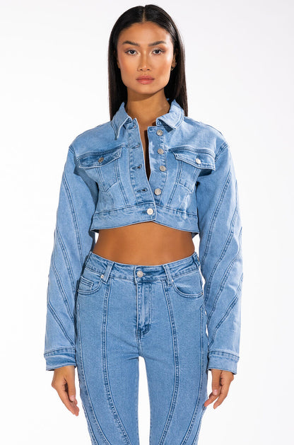 LIVIA SEAM DETAIL DENIM JACKET