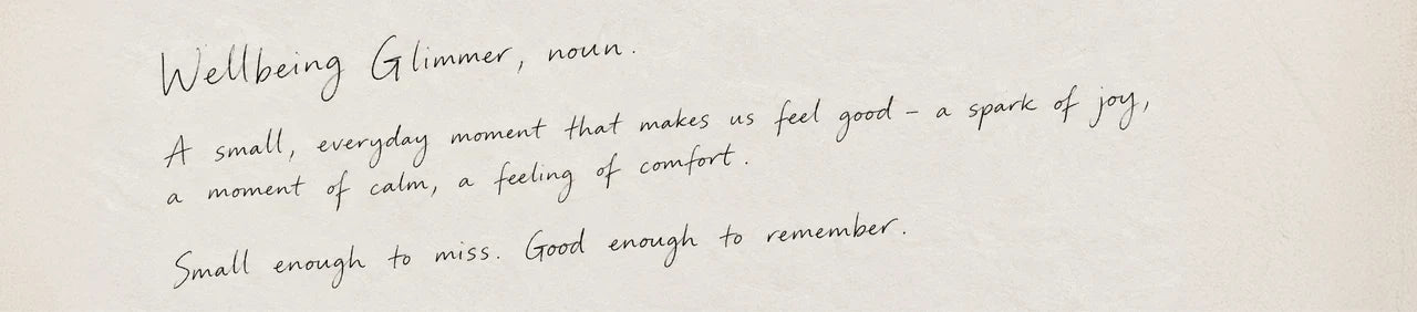 A handwritten note celebrating small everyday moments of wellbeing